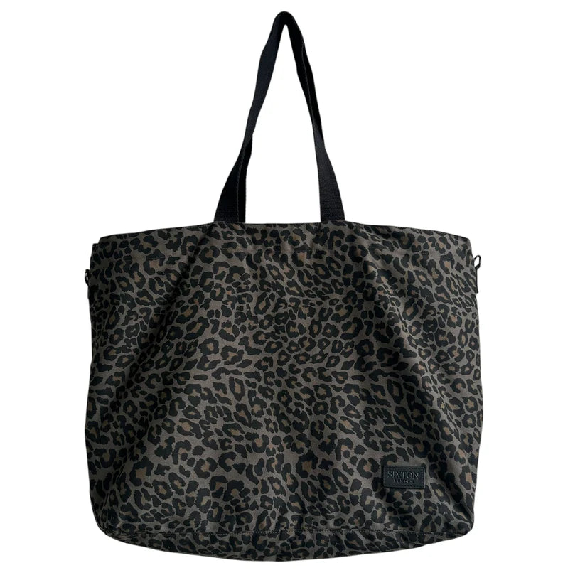 Grey Leopard Print Large Tote Bag