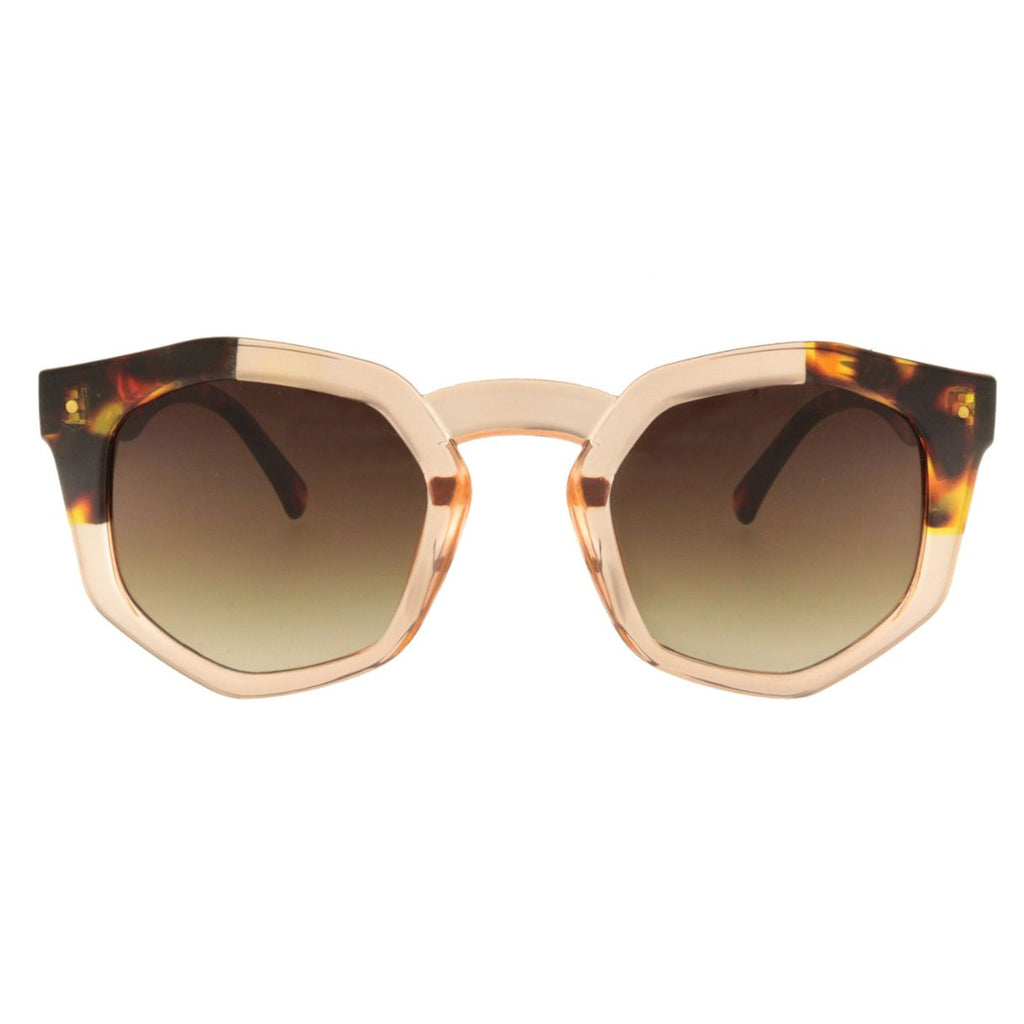 Peach Hexagonal Frame Sunglasses Audrey