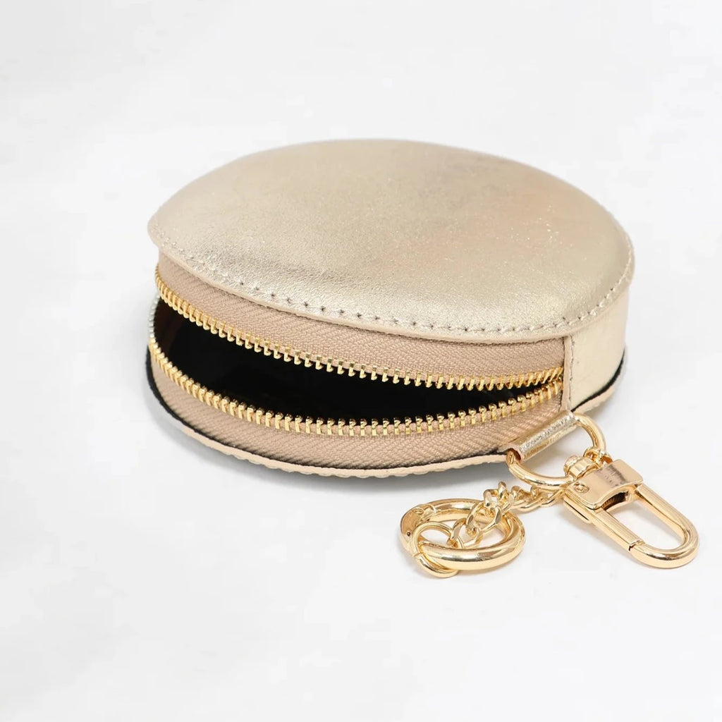 Gold Leather Round Coin Purse Disko Kids