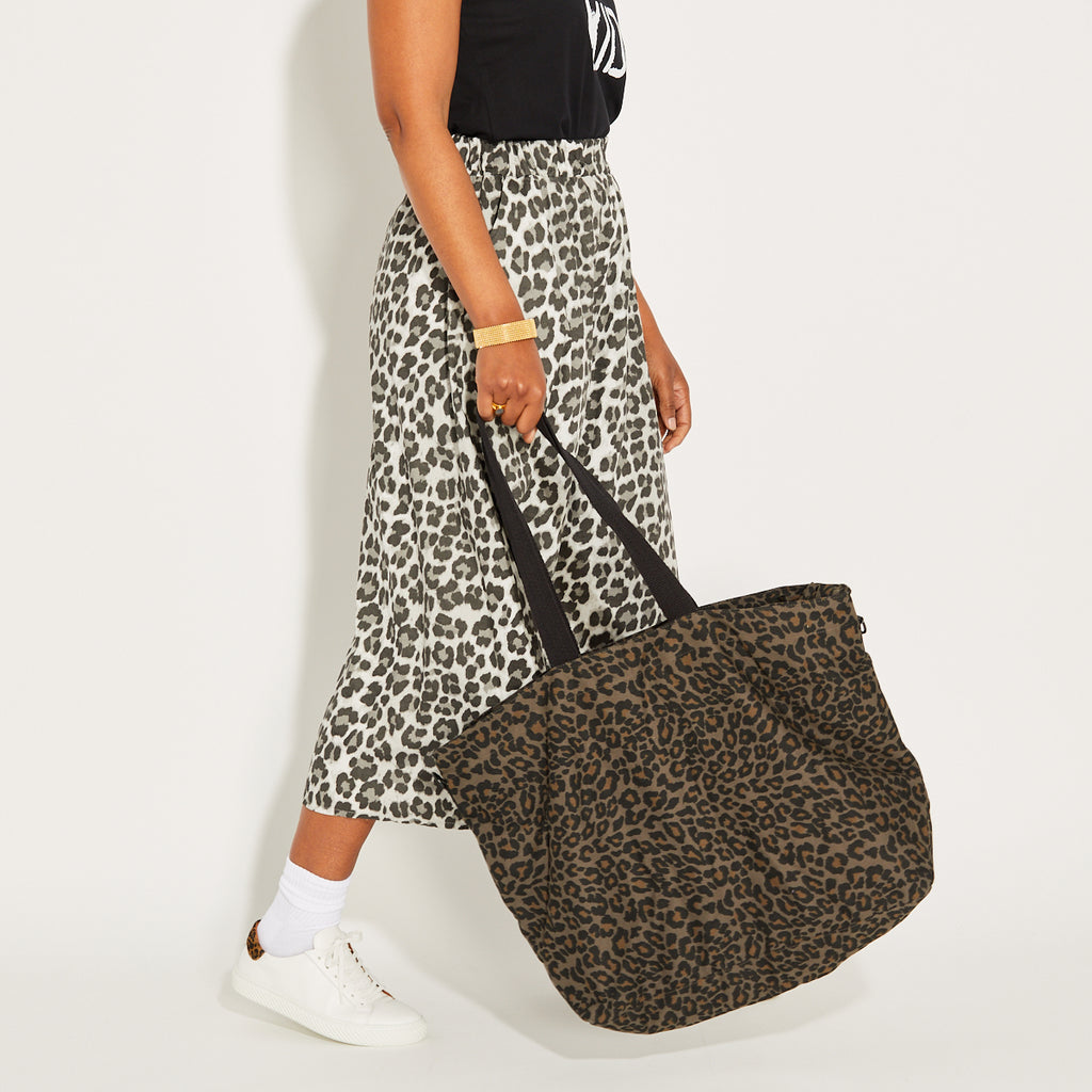 Grey Leopard Print Large Tote Bag