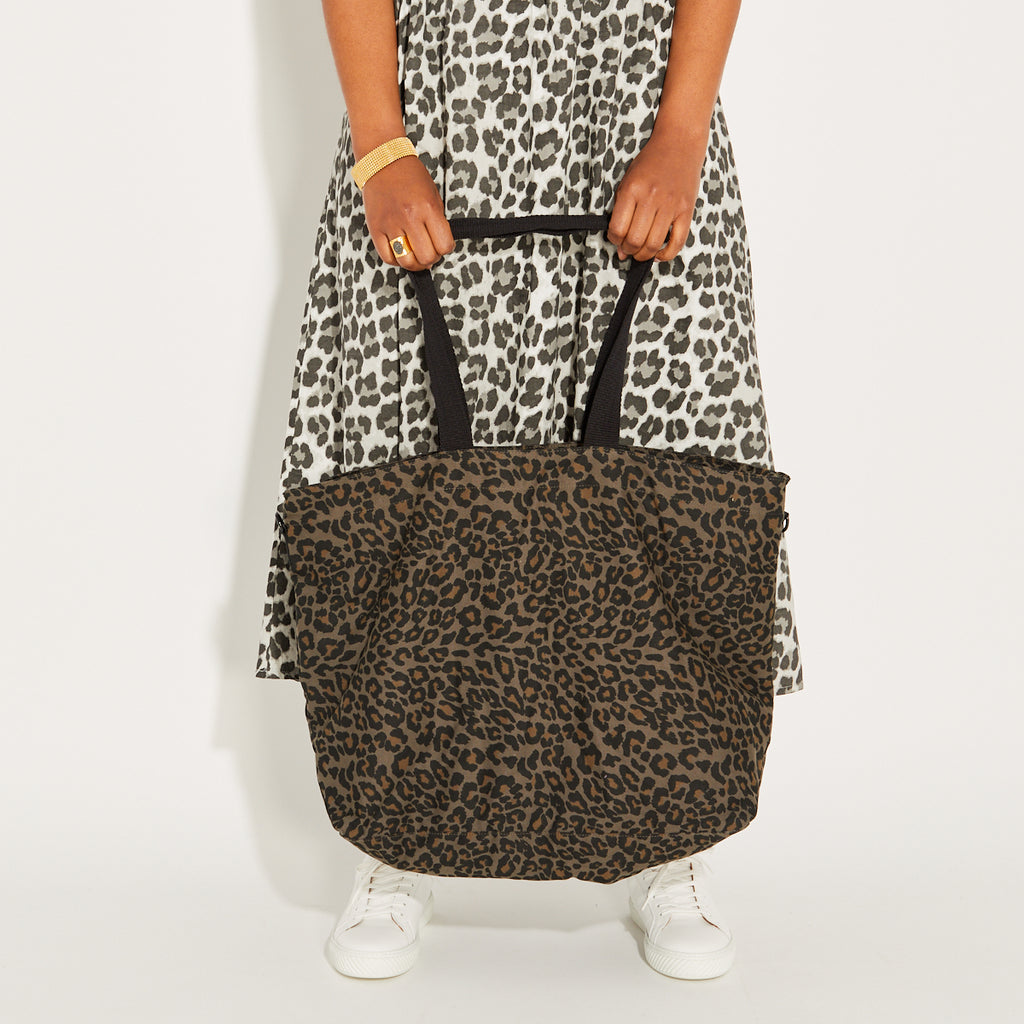 Grey Leopard Print Large Tote Bag