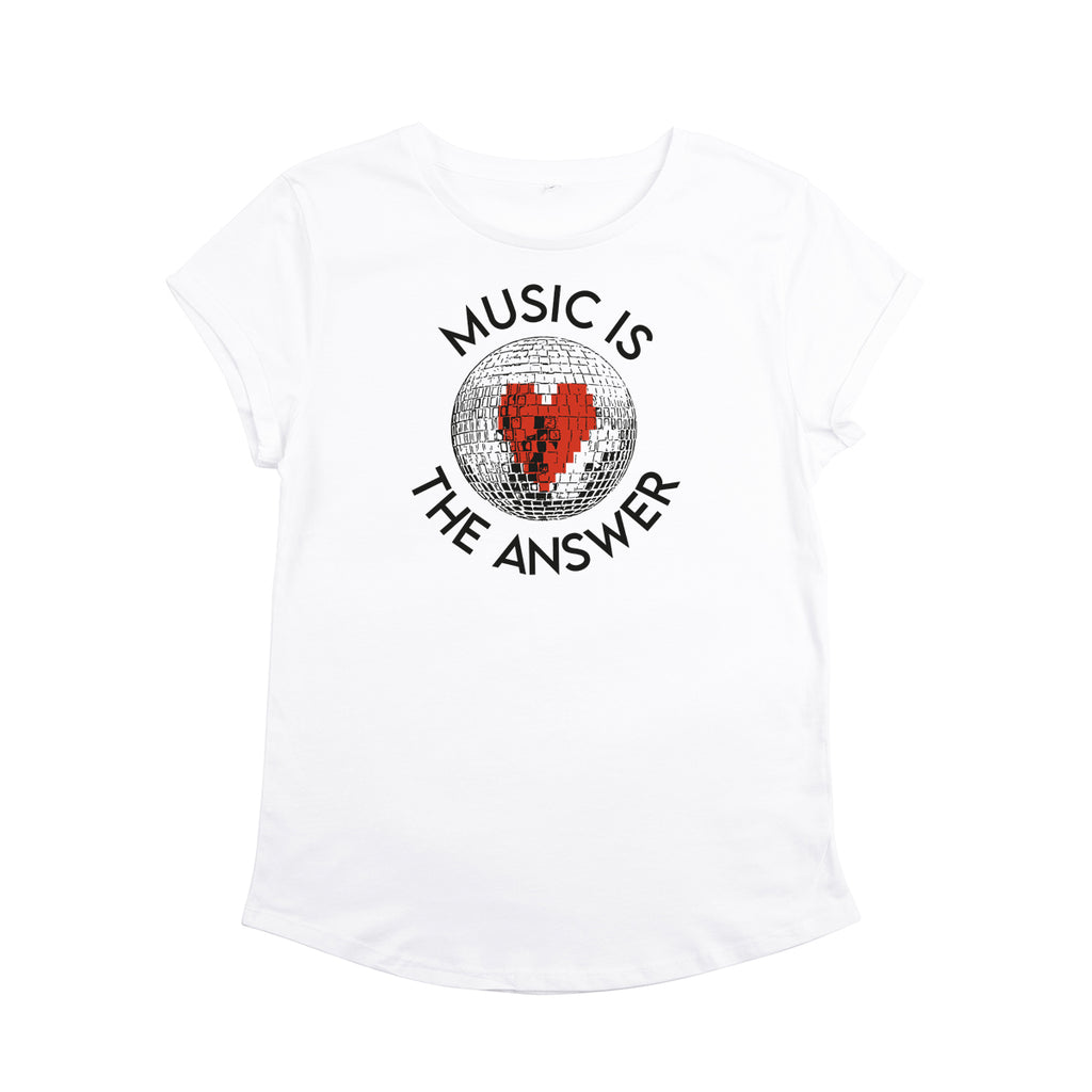 Music Is The Answer Disco Ball T-Shirt White