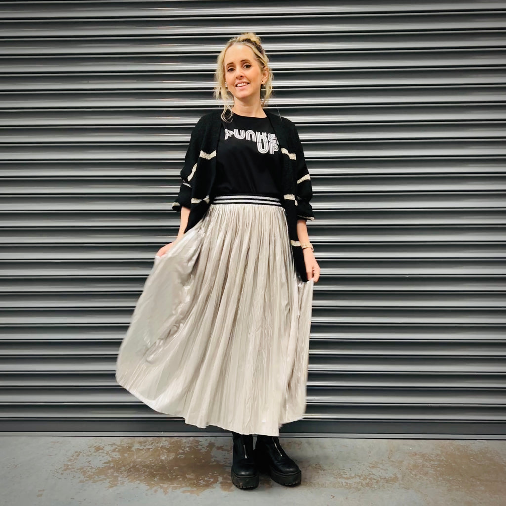 Silver pleated shop skirt xs